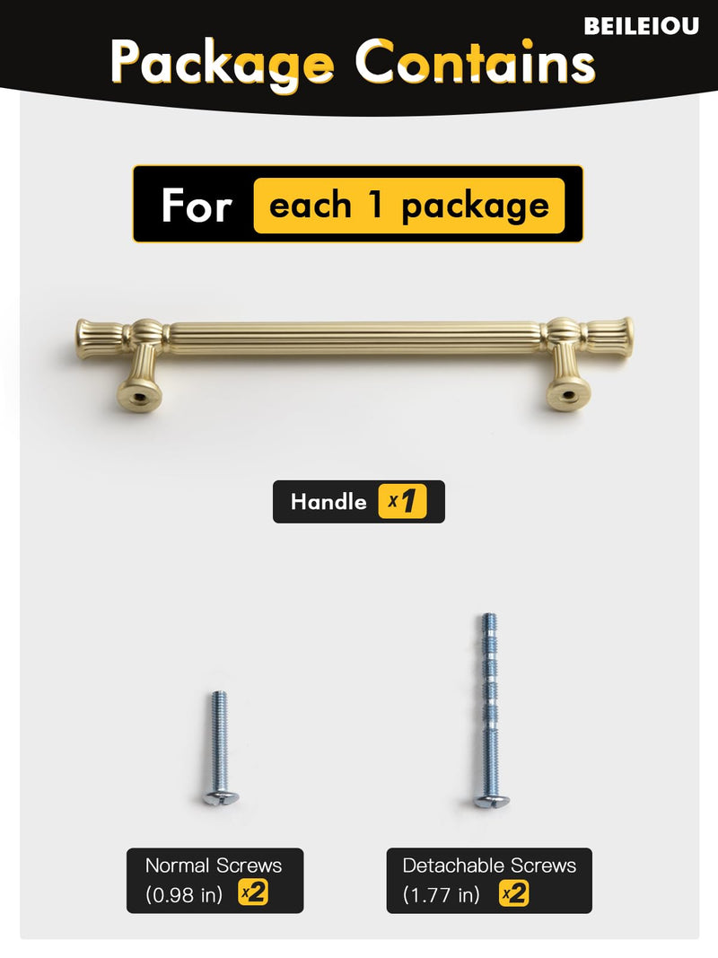 Brushed Gold Cabinet Pulls - 5 Inch(128mm) Hole Center Classic Vintage Drawer Handles Zinc Alloy,Kitchen Cupboard Bathroom Dresser Cabinet Hardware (5, Brushed Gold, 5"(128mm) Hole Centers) 5"(128mm)Hole Centers