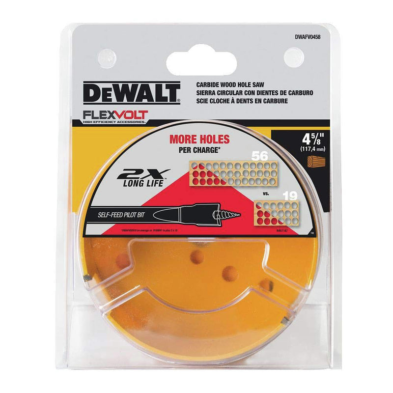 DEWALT FLEXVOLT Hole Saw for Wood, Carbide, 4-5/8-Inch (DWAFV0458)
