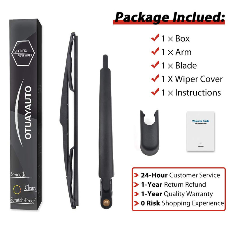 OTUAYAUTO Rear Windshield Back Wiper Arm Blade Set - Replacement for 2008-2015 Dodge Grand Caravan 2008-2009 Chrysler Town & Country Rear Wiper Arm and Blade Replacement for Dodge Grand Caravan 2008-2015