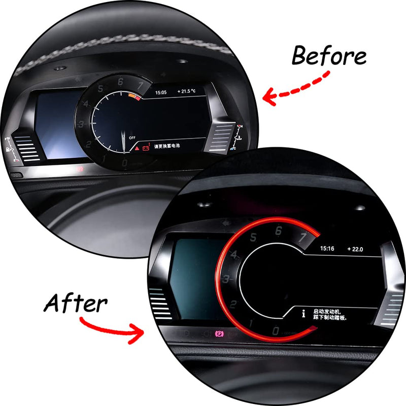 Daeiclru Dashboard Trim Ring Fit for Toyota Supra GR A90 A91 MK5 2018-2022, Interior Tachometer Decoration Ring Cover, Dashboard Gauge Meter Surrounding Ring Accessories (Red) Red