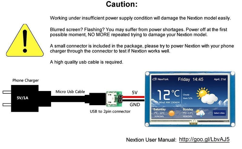 3.5'' Nextion NX4832T035 HMI Display Module with UART, 480x320 Resolution, 16MB Flash, 2KB RAM, Touch Screen LCD
