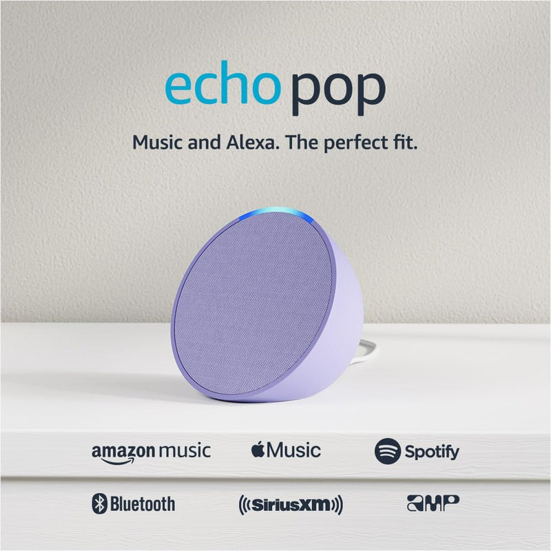 Amazon Echo Pop | Full sound compact smart speaker with Alexa | Lavender Bloom Device only