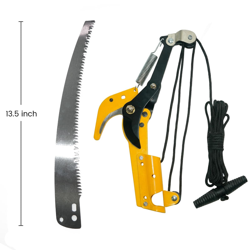 Tree Pruner Replacement Head, Pole Saw Trimmer Head with 3-Pulley System for Easy Cutting, 27Ft Heavy Duty Thickened Rope, Sharp SK5 Blade, for 1 inch Extension Poles