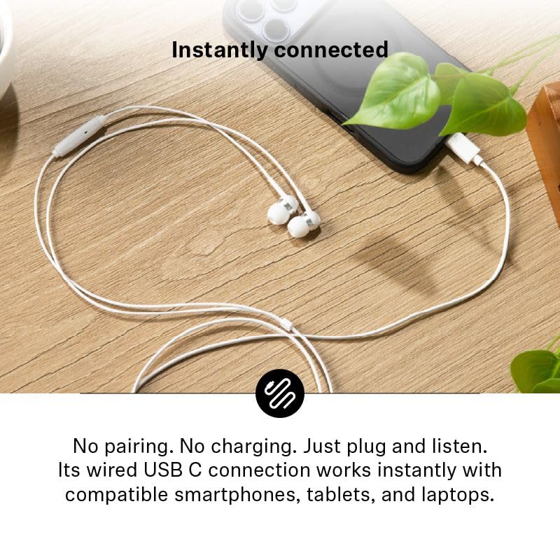 Sennheiser CX 80U in-Ear Headphones with in-line One-Button Smart Remote – White USB Type C