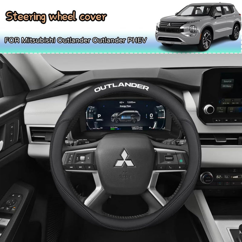 Kakash Custom Interior Accessorie for Mitsubishi Outlander Outlander PHEV Steering Wheel Covers Non-Slip Sporty Racing Faux Leather Ergonomic Comfortable Handle 1Pcs/Set(Red Stitching+Blue Stitching) Red stitching+blue stitching