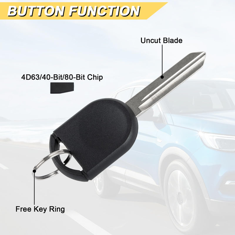 80 BIT Transponder Ignition Car Key, 4D-63 H84 H85 H92 Replacement for Ford F-Series Expedition Escape Explorer Focus Mustang Ranger Taurus, New Uncut, 2Pcs