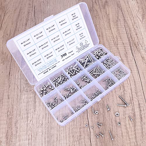 390Pcs Machine Screw Assortment Kit, Phillips Pan Head Screws and Nuts