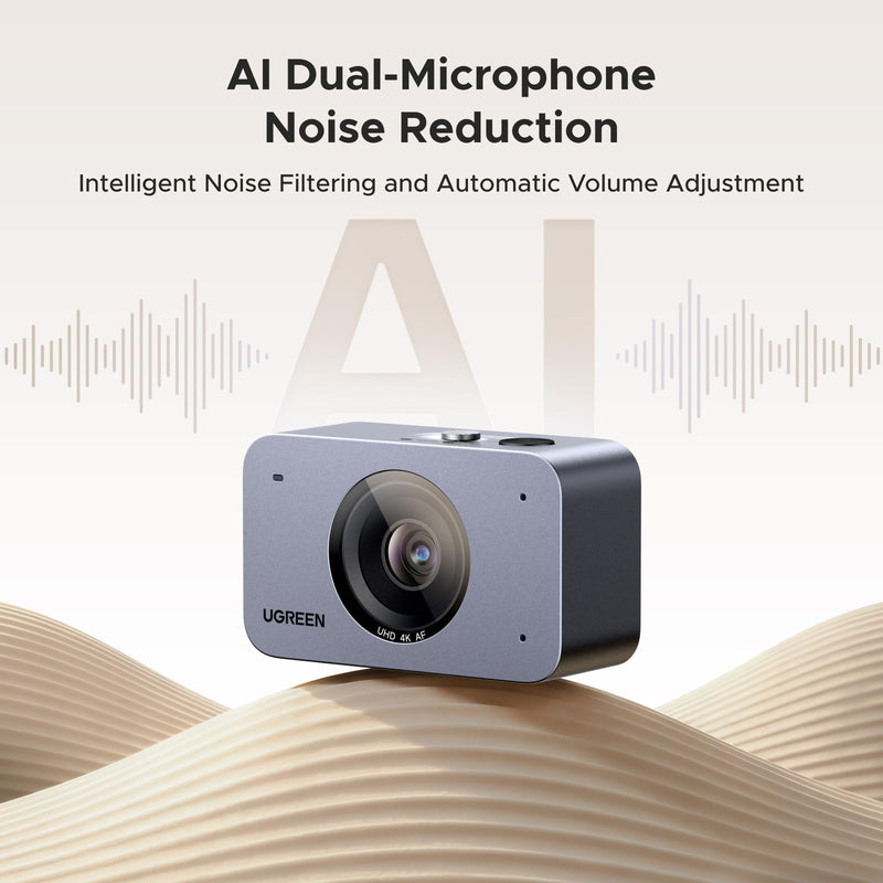 UGREEN 4K Webcam with 1/2.55" CMOS Sensor for PC/Mac | Auto Focus, 1080P 60FPS, Portrait Mode, Dual Mics, Privacy Cover, Live Streaming, Conference, Video Call, OBS, Zoom, Teams