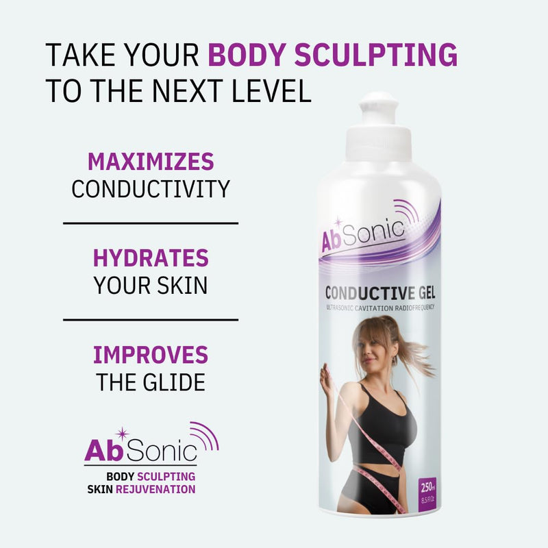 Absonic Cavitation Gel for Body Sculpting Machine - Conductive Gel for RF Radiofrequency, Ultrasonic Cavitation, Slimming Devices - Paraben-Free Body Contouring Gel, 1-Pack (8.5 oz)