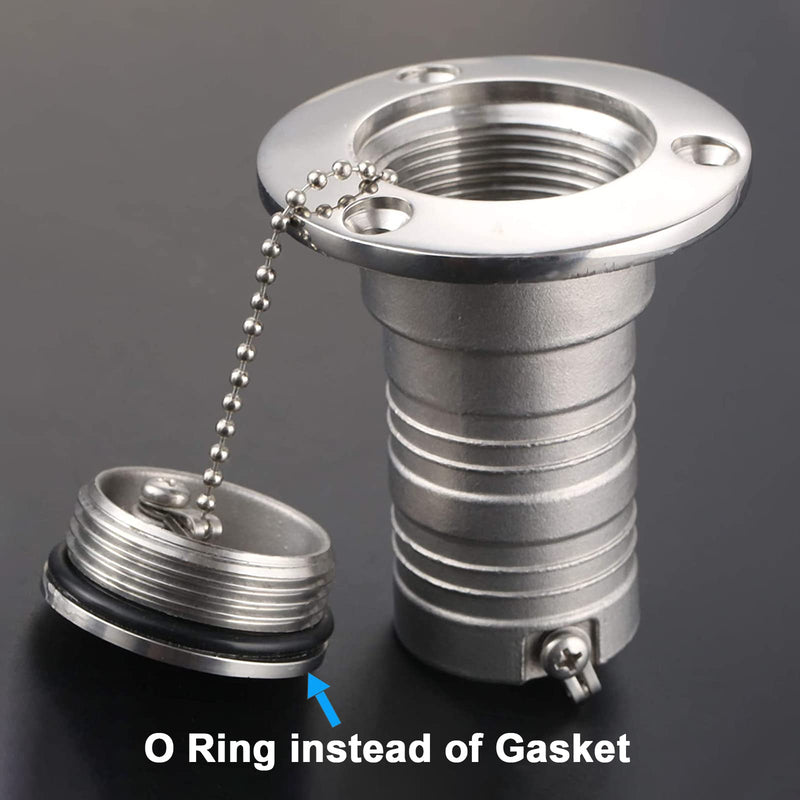 Mtsooning Boat Deck Fuel Filler, 1-1/2"(38mm) Steel Marine Gas Fill with Keyless Cap Hardware for Yacht Caravan RV Trucks Tractors and Trailer Fuel/Gas/Water/Waste Tanks
