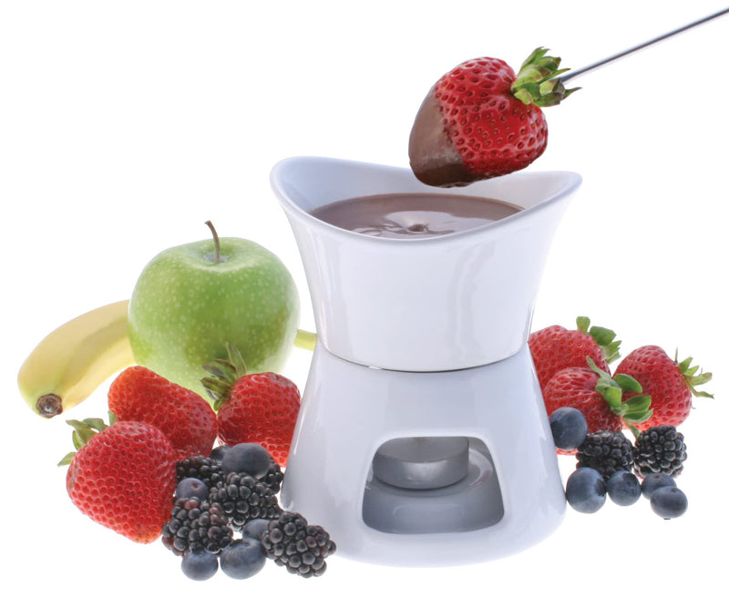 Swissmar Glow 7 Piece Chocolate Fondue Set, White