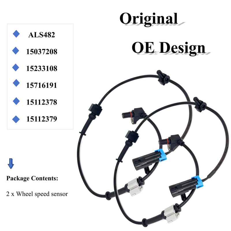 ABS Sensor Front Left Right Compatible for Chevy Silverado/Express/Suburban/Tahoe & GMC Sierra/Savana/Yukon XL & Cadillac Escalade 4.3L 4.8L 5.3L 5.7L 6.0L ABS Wheel Speed Sensor Replace#19181873 15112378