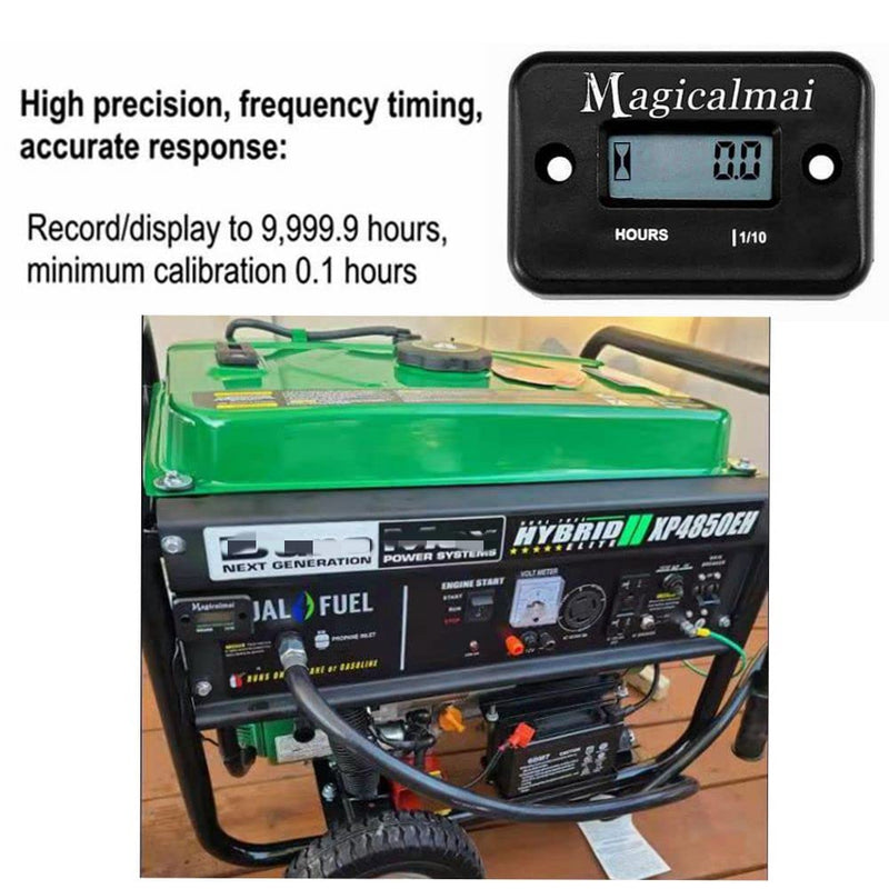 2pcs Magicalmai Inductive Hour Meter for Gas Engine Generator Lawn Mower Pressure Washer Marine ATV Boat Outboard Motor Dirt Bike Motorcycle Waterproof Hr Meters - Black 2