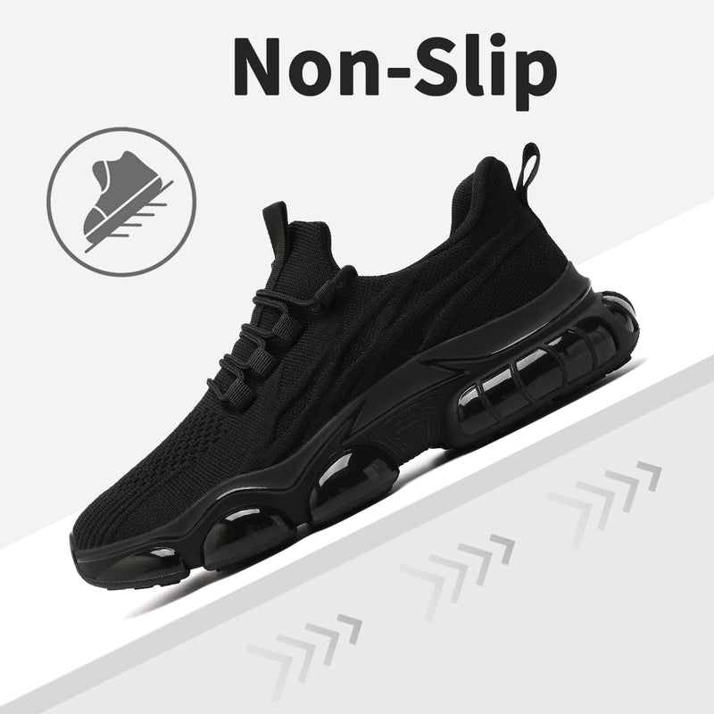 Men's Running Shoes Walking Sneakers Breathable Non Slip Fashion Casual Sport Shoe with Air Cushion Sole Gym Training for All-Day Comfort 10 All_black