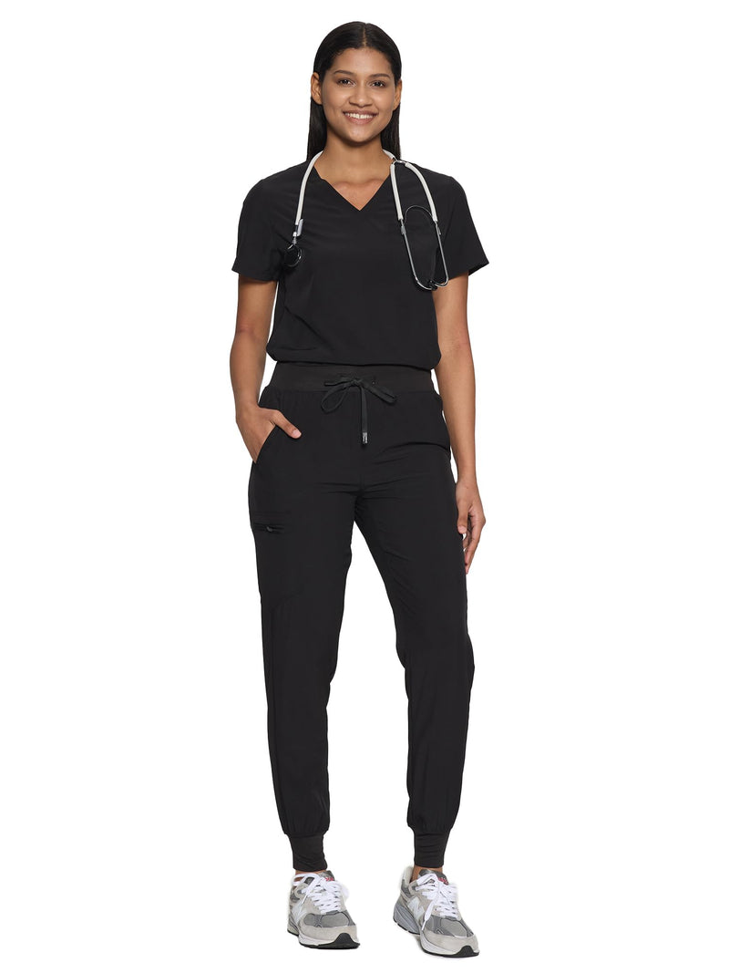 COZYFIT Scrubs for Women Set - Stretch V-Neck Scrub Top & Jogger Pant with 8 Pockets COZY SCRUBS X-Large Black