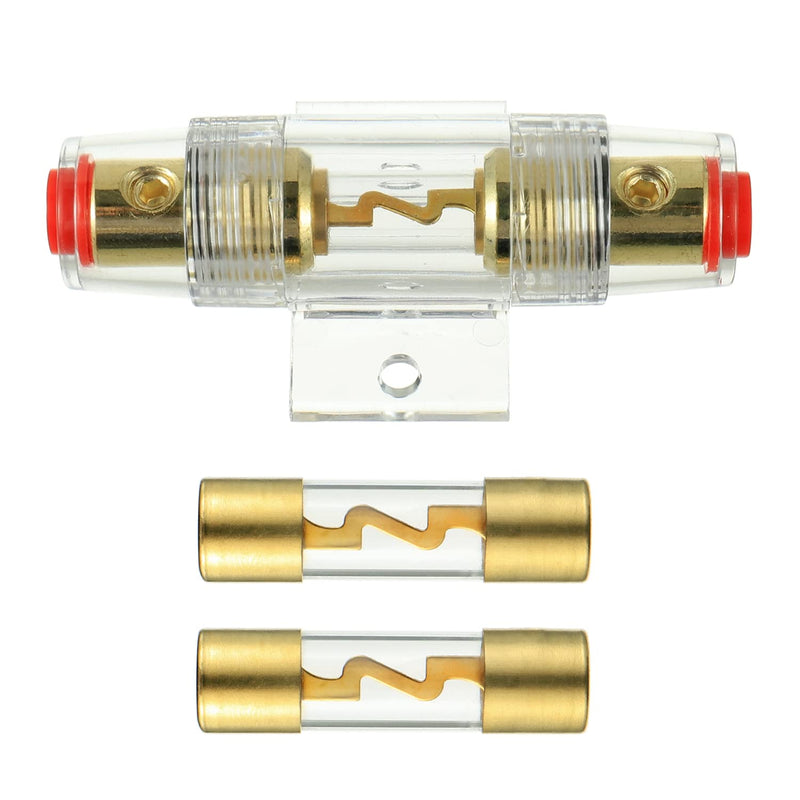 BOJACK 4-8 Gauge AWG in-line 100A AGU Fuse Holder with 100 Amp AGU Fuses for Car Audio, Alarm, Amplifier, Compressors, Waterproof Inline Fuse Holders (100A)