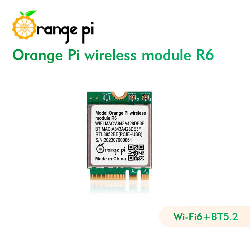 Orange Pi 5 Plus WiFi 6 Module Wireless Card 1201Mbps PCIe Wi-Fi6+BT5.2, Wireless Module R6 Support WiFi Bluetooth Compatible with Orange Pi 5 Plus Singble Board Computers