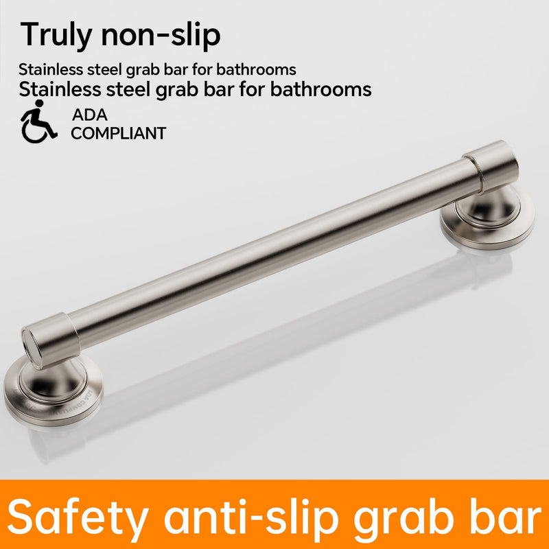 Joyrain Elderly Safety Grab Bar - ADA Certified 16/24/32 Inch Stainless Steel with Plastic Mounts, Bathroom Handrail for Seniors & Disabled (Brushed Stainless Teel, 32 inch) Brushed stainless teel