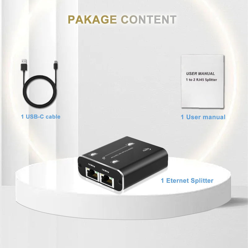 Ethernet Splitter 3Ports Switch 1 in 2 Out High Speed 1000Mbps RJ45 Ethernet Splitter LAN Splitter,Gigabit Internet Splitter with USB Power Cable for Cat5/5e/6/7/8 Cable