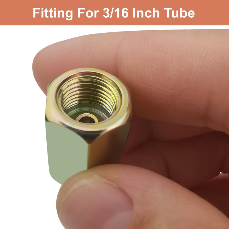 4 Sets of 3/16” Brake Line Tubing Unions (Connectors) with 8 Nuts (3/8 – 24 Threads), Brake Line Fittings Tool Kit for Automotive & Motorcycle Repairs 4 Sets