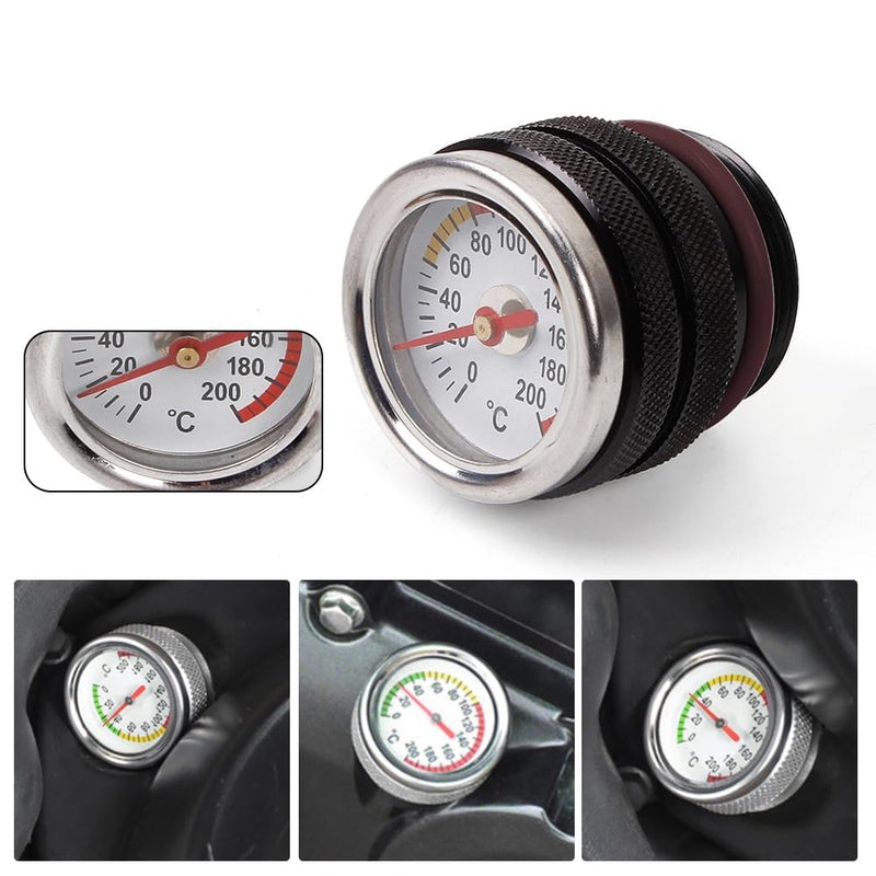 Oil Temperature Gauge M30x1.5 Thread Motorcycle Temperature Gauge 0-200℃ Oil Thermometer for Kawasaki W650 W400 W80 1987-1998, Black