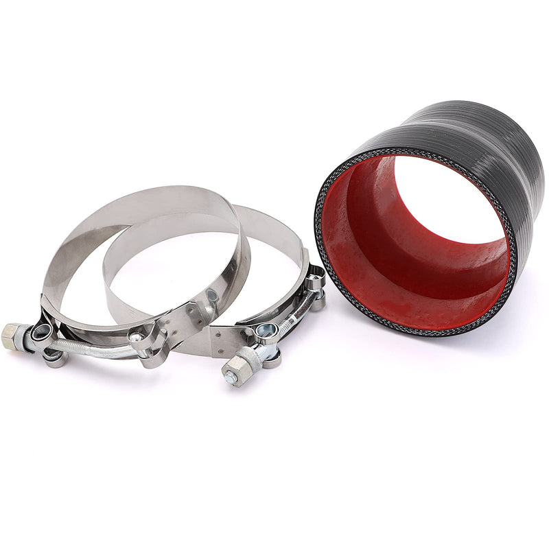 Straight Reducer Coupler Silicone Hose ID 3inch to 3.5inch 4-Ply with Stainless Steel T-Bolt Clamp for Turbo/Intercooler/Intake Piping 3"-3.5"