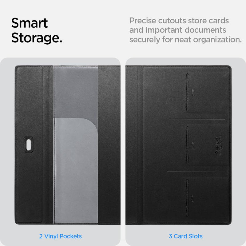 Spigen Car Registration and Insurance Card Holder for All Cars [Tesla Model Y Juniper (2025/26) & 3/Y/S/X/Cybertruck] Store Card Keys, ID License Holder, Essential Documents - Black