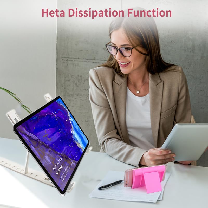 Portable Laptop Stand, New Version Adjustable Laptop Holder Riser Computer Stand for Desk Notebook Stand Mount with Phone Stand, White White-New Version