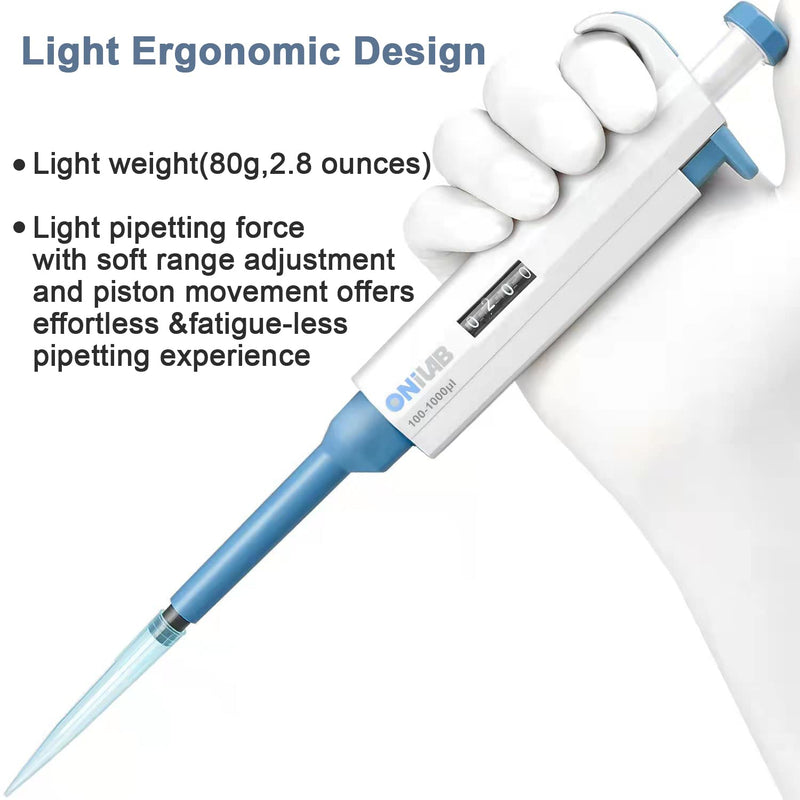 ONiLAB Lab Micropipette, Adjustable Volume Single Channel Pipettors,100-1000ul 100-1000ul