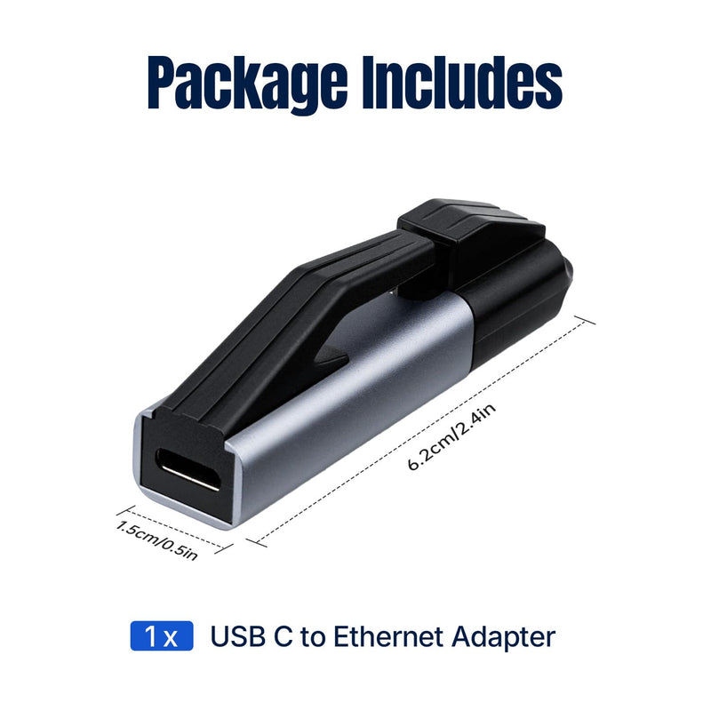 Mcbazel 1Gbps USB-C RJ45 Adapter, No Ethernet Cable Needed, Plug and Play | USB C to Ethernet Adapter, RJ45 male design, 1Gbps speed, RTL8153E chip, 10g portable, no cable needed