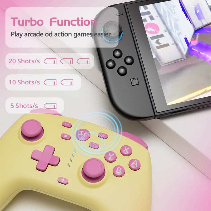 Kujian Wireless Switch Controller for Switch/Switch 2/OLED/Lite (Yellow + Lake Blue) Yellow + Lake Blue