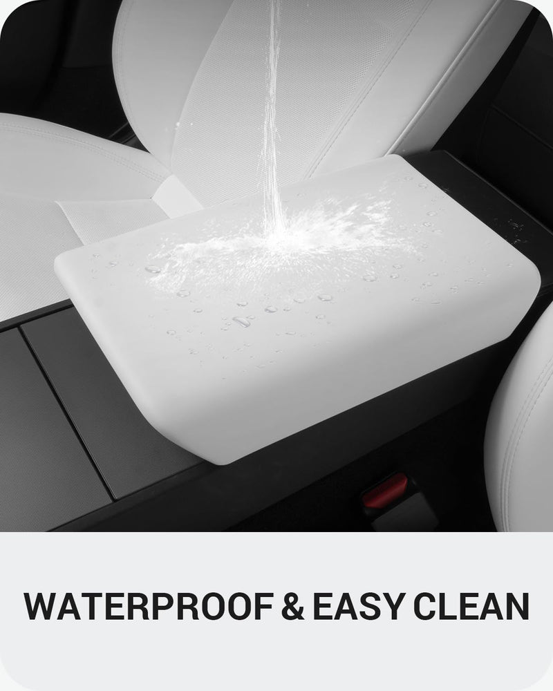BASENOR Upgraded Center Console Cover for Tesla Model Y 2025 2026 Juniper 2024 2025 Tesla Model 3 Refresh Highland Non-Slip TPU Armrest Cover [No Logo] Arm Rest Protector Accessories White Model Y Juniper / 3 Highland White