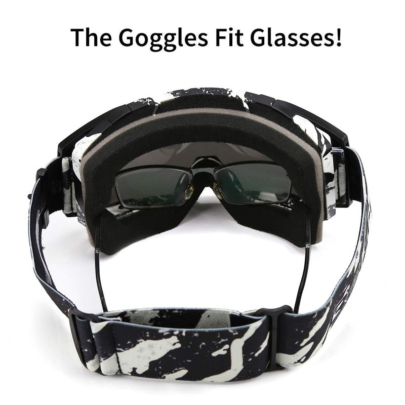 Motocross Goggles Dirtbike ATV Motorcycle Anti-UV Motorbike Ski Goggles Anti-Slip Strap Nose Cover Fit Glasses & Helmet Gray