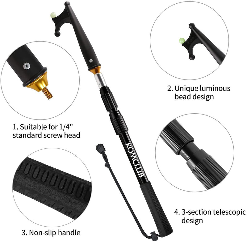 KOMCLUB Telescoping Boat Hooks for Docking Aluminum Push Poles Lightweight Floating Luminous Bead Design Non-Slip Rubber Handle Durable Boating Accessories Multi-Color Rust-Resistant Boat Gaff 3.93FT