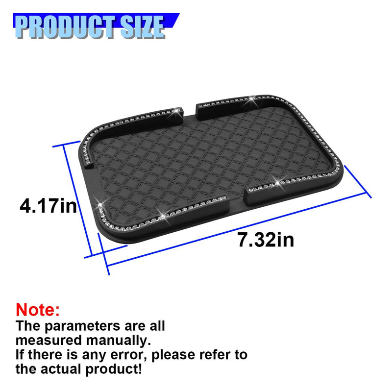 Bling Rhinestone Car Dashboard Non-Slip Mat (Diamond) | Double-Groove Automotive Cell Phone Holder, Reusable Anti-Slip Mat, Vehicle Sticky Pads for Keys, Coins, Cards, Sunglasses Diamond
