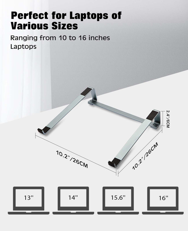 Thibault Aluminum Laptop Stand for Desk - Cooling Ergonomic Design - Fits MacBook Air Pro/DELL/HP/Lenovo/ThinkPad/Alienware - 14/15.6/16 -Easy Assembly- Ventilated Laptop Stand - Blue Grey