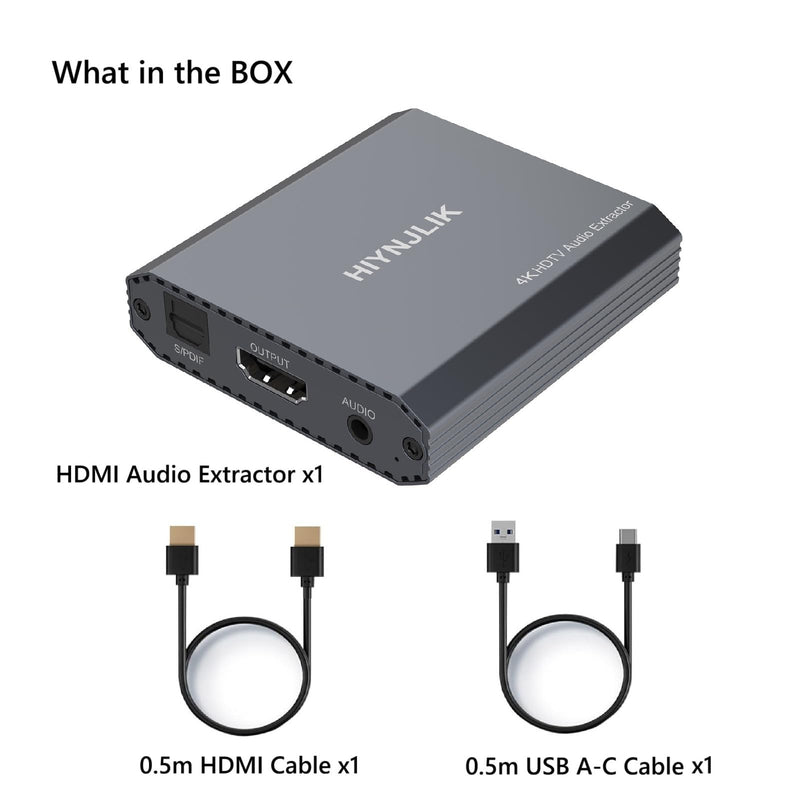 HDMI Audio Extractor 4K60 HDMI to Optical 3.5mm AUX Audio Adapter Splitter Converter Support HDCP Digital DTS 5.1 PCM HDMI Audio Extractor