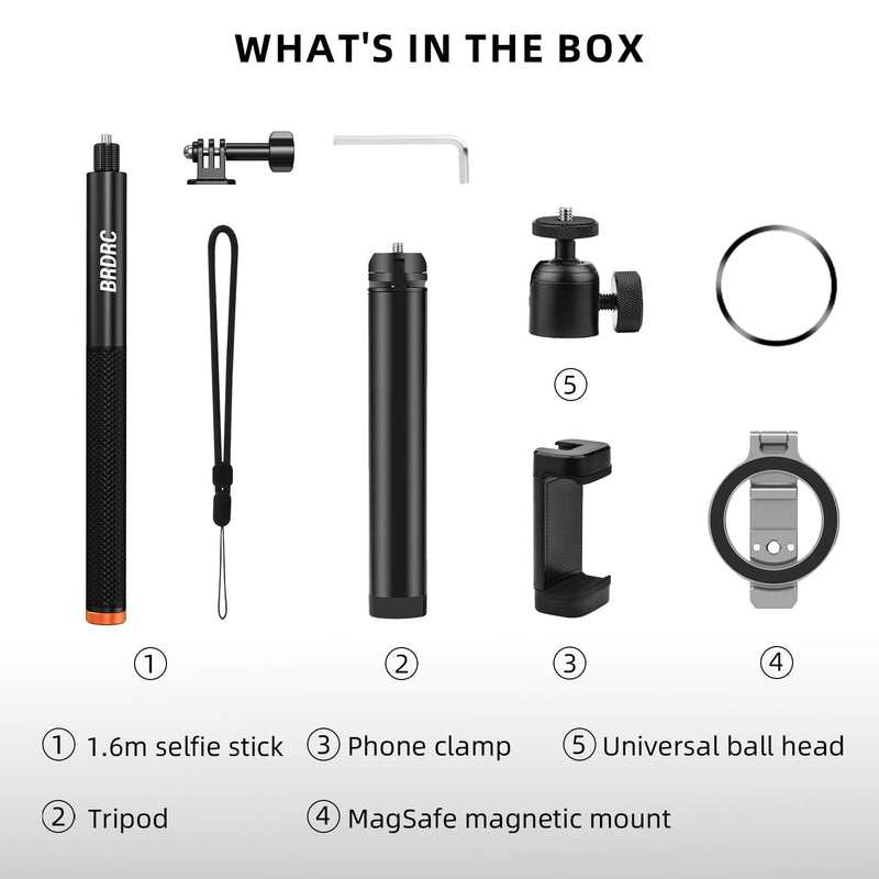 BRDRC Golf Tripod & Monopod Magnetic Phone Stand Holder Golf Selfie Stick Recording Stick Aluminum Golf Swing Training Aid with Mag Safe Adapter & Phone Clip for MagSafe/iPhone Android Accessories