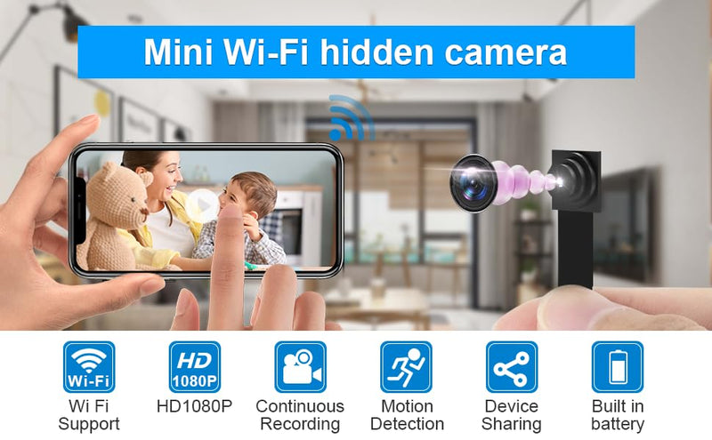 Wireless DIY Hidden Camera Portable 1080P HD WiFi Remote Real-Time Mini Spy Camera Nanny Cam Security Camera for Indoor Security