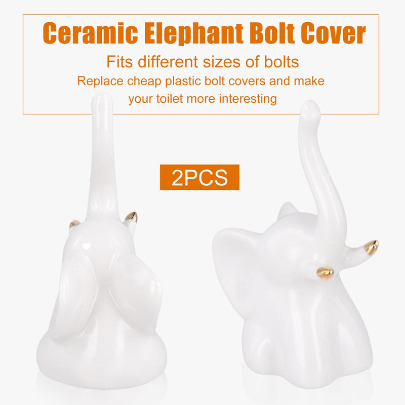 2pcs Toilet Floor Bolt Caps, Toilet Bolt Elephant Knob Cover, Toilet Seat Bowl Covers Ceramic Bottom Toilet Bolt Toilet Screw Covers Caps, Decorative Easy installation Set for Bathroom Decor