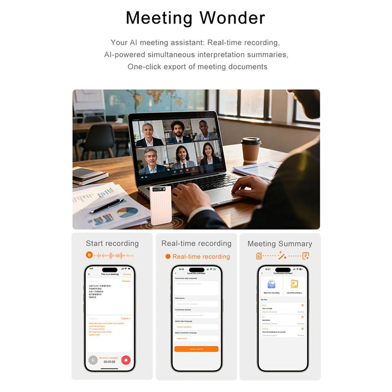 AI Voice Recorder, App Control, Transcribe & Summarize with AI Technology, 64GB Memory, One-Touch Recording, Audio Recorder for Lectures, Meetings, Calls with Protective case