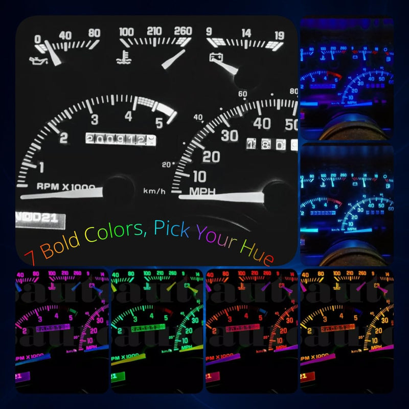 WLJH Dash Cluster LED Light Kit White 300LM Dimmable Non-Polarity Instrument Gauge Lights Replacement for 1988-1994 Chevy GMC C/K1500 C/K2500,Pack of 10 Dash Lights