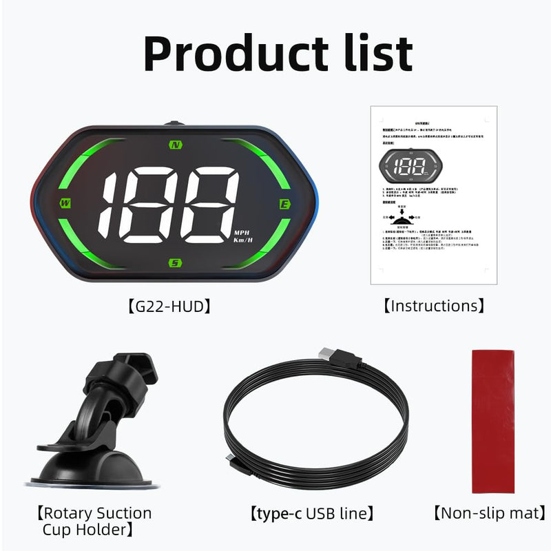 SinoTrack Universal GPS Speedometer, Car HUD Display with Large Screen & Speed Alarm | Heads-Up Display for All Vehicles Overspeed Warning Night Mode Real-Time Speed Tracking
