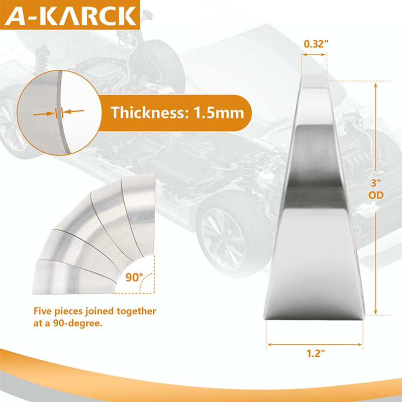 A-KARCK 304 Stainless Steel Pie Cuts, 3'' Exhaust Pipe with Laser Cut 5 Pcs（polishing） 3.0inch