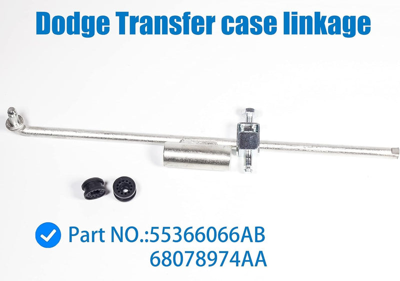 55366066AB for Dodge RAM Transfer Case Shifter Control Linkage+2 Clip+68078974AA Grommet Bushing 2005 2006 2007 2008 2009 2010 2011 2012 Ram 1500 2500 3500 4500 5500 PICK UP 4x4 4WD 68078974AA,926-884 55366066AB +2 Clip