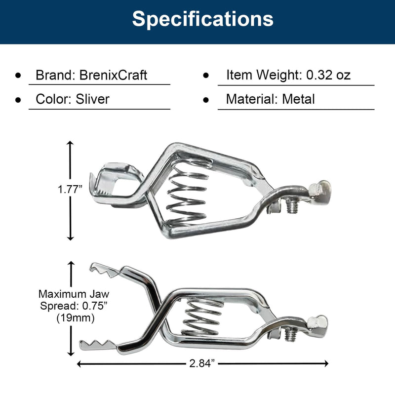Heavy-Duty Test Clips, Metal Alligator Clips, BU-24APN Clip, 25A, Strong Spring Grip, Screw Terminal, for Automotive and Electrical Testing, 4 Pack