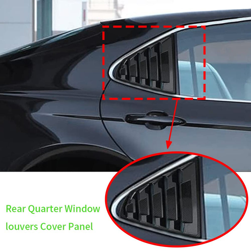 for Toyota Camry 2018 2019 2020 2021 2022 2023 2024 Rear Side Window Louver Decorate Cover Rear Air Vent Window Louvers Blinds Covers Auto Accessories (Matte Black) Hoarse black