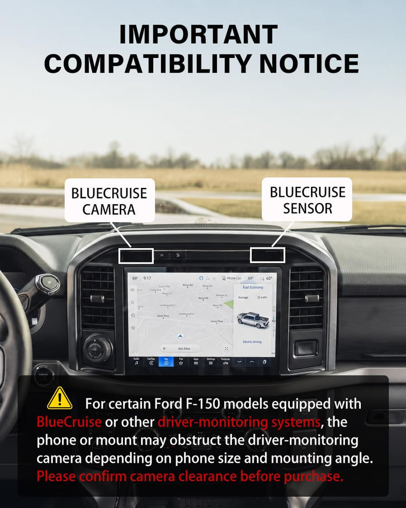 APPS2Car Metal Magnetic Phone Mount Compatible with 2021-2026 Ford F-150 | 2023-2026 Super Duty & 2022-2026 F-150 Lightning XL & PRO, 20*N55 Magnets, No Shake, No Block Airflow, fits iPhone & Android 2021-2026 F-150