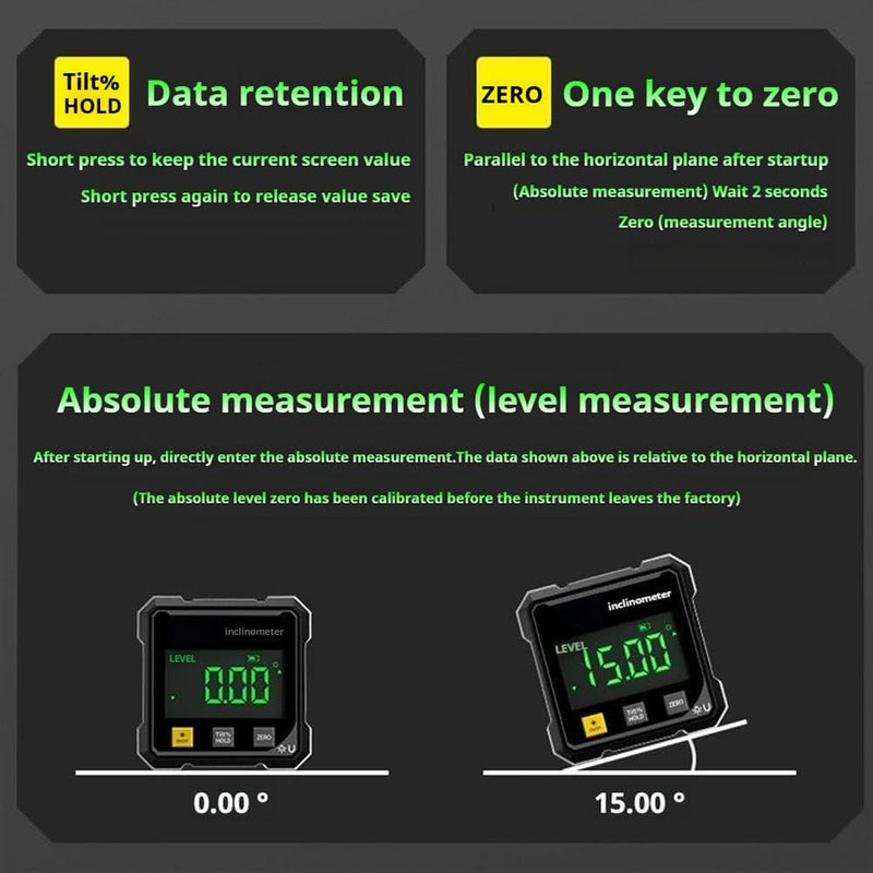2026 Upgraded 4-Side Magnetic Digital Angle Gauge, Digital Angle Finder Magnetic, Cube Inclinometer with Backlight, Table Saw Miter Protractor, Woodworking Measuring Tool, Level Box for Hanging