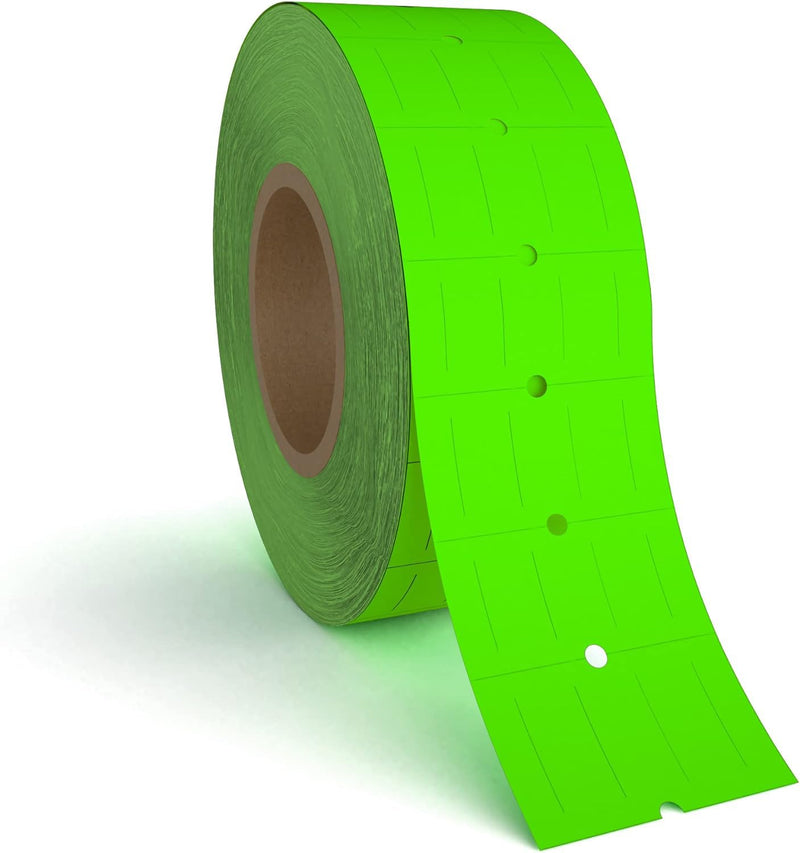 MX 5500 Price Gun Labels, 20 Rolls, 10,000 Labels Total, Includes 2 Ink Rollers (Fluorescent Green with Security Slits) Fluorescent Green